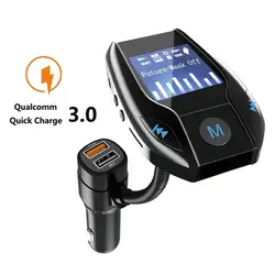 Bluetooth FM передатчик 2 Порты и разъёмы Quick Charge 3,0 Зарядное устройство громкой связи Car Kit радио модулятор аудио MP3 плеер USB/TF диск