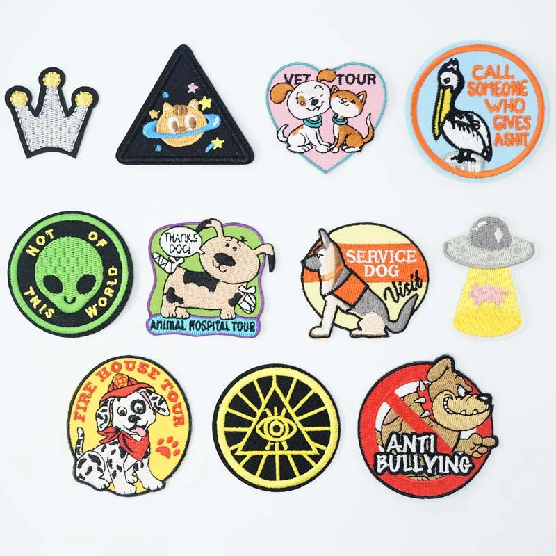 

Pets Puppy Kitty No Bully Iron On Patches Sewing Embroidered Applique for Jacket Clothes Stickers Badge DIY Apparel Accessories