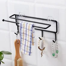 Hot Kitchenware Rack Organizer Adhesive Drill Free Towel Brush Hanger Storage Shelf LSK99
