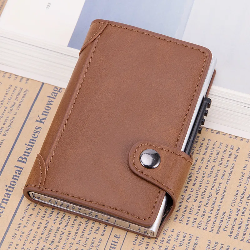 

Maideduod Business ID Card Case Men Credit Card Holders Fashion Automatic RFID Card Holder Aluminium Bank Card Wallets