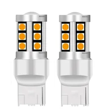 2 pièces 2019 nouveau T20 7440 W21W WY21W 15 SMD 3030 LED voiture clignotants ampoules réserve lampes moteur queue feux de freinage rouge blanc ambre