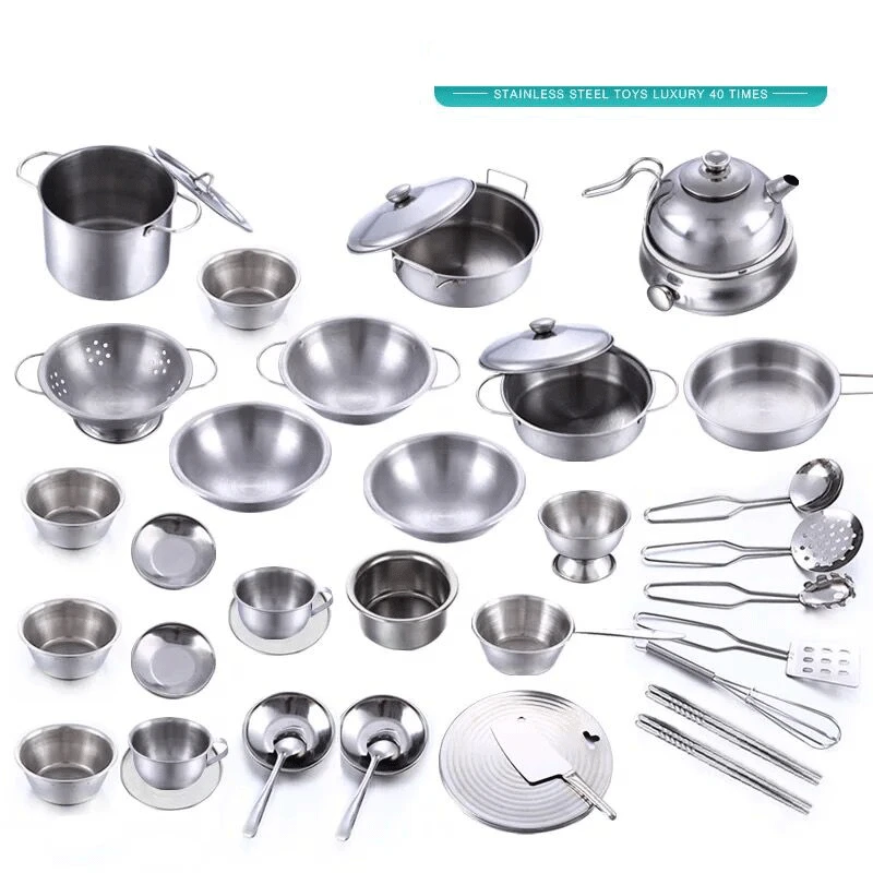 16-40 PCS Children Mini Kitchen Cookware Pot Pan Kids Pretend Cook Play Toy Simulation Kitchen Utensils Toys Set Children gift