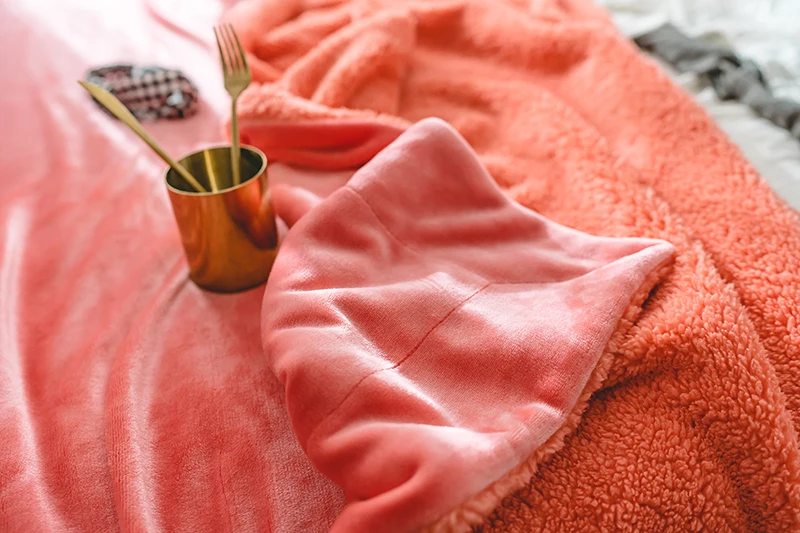 Двухслойное фланелевое одеяло из шерсти ягнёнка, кашемир, осенне-зимнее утепленное однослойное Двухслойное Коралловое Флисовое одеяло
