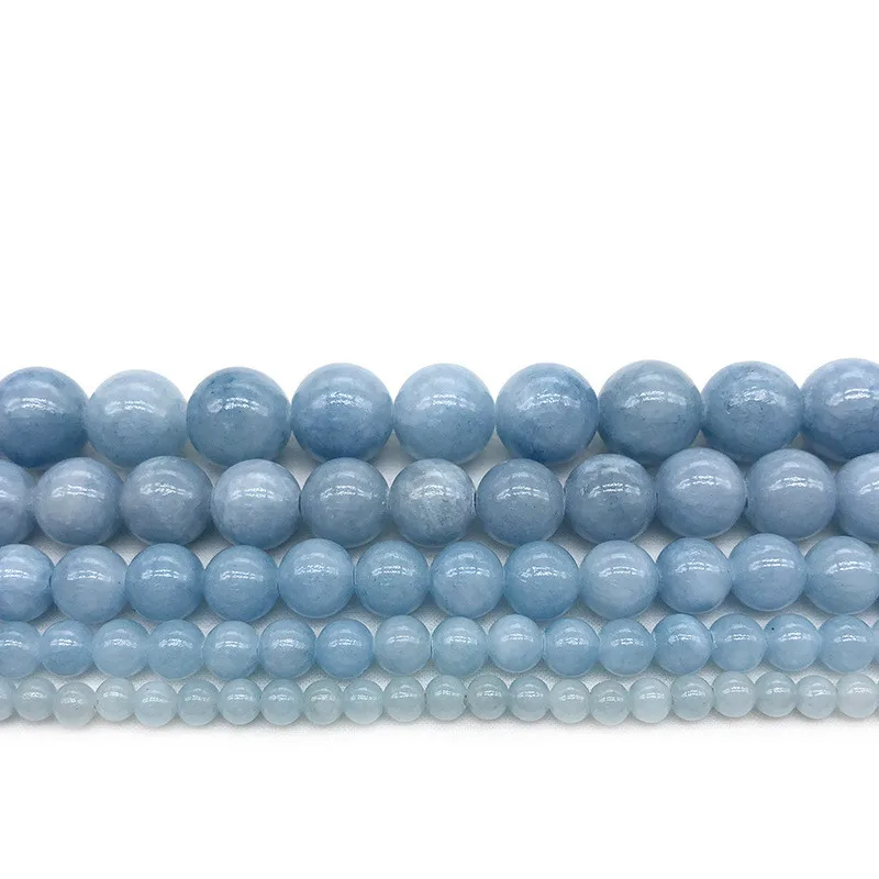 

4mm 6mm 8mm 10mm 12mm Natural Blue Angelite Stone Round Loose Beads Fit DIY Beads for Jewelry Making Bracelet Woman