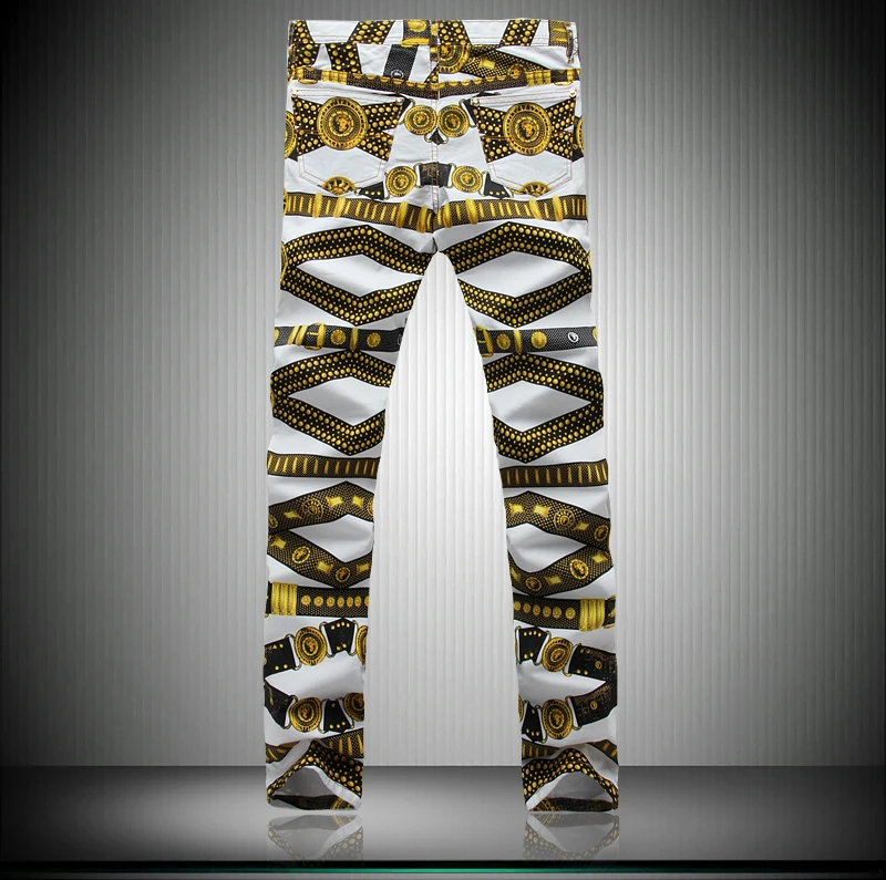 white and gold jeans mens