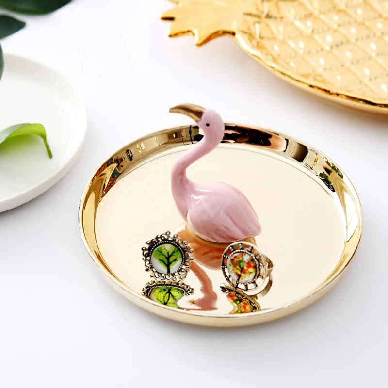 Decorative Porcelain Plate Flamingos Ring Plate Rings Holder Rabbits