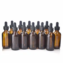 12 garrafas de vidro âmbar do conta-gotas do olho dos pces 60ml vazias garrafa de vidro da pipeta de brown para recipientes cosméticos dos produtos químicos do laboratório dos óleos essenciais