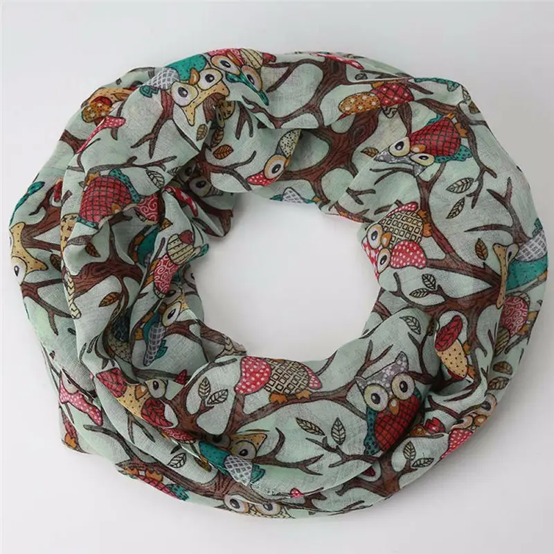  Women Ladies Owl Pattern Print Scarf Warm Wrap Shawl handkerchief women's scarves handkerchief hijab scarf 40FE2709