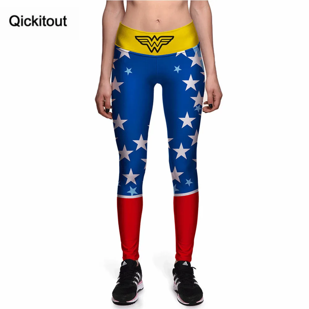 

Qickitout Leggings Women's Five Star Red Yellow Blue Sky Eagle High Waist Digital Printing Leggings Fitness Trousers Wholesales