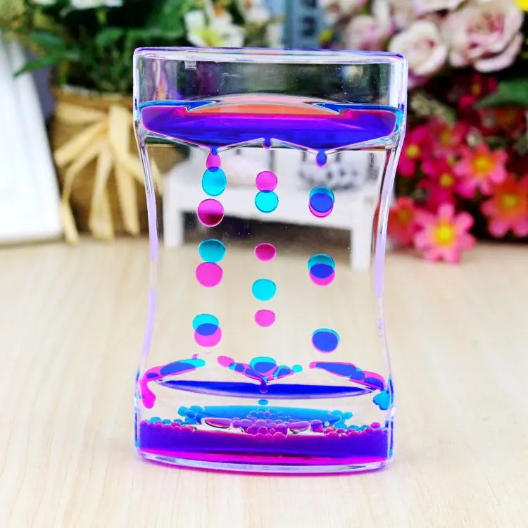 

Large Size Floating Color Mix Illusion Timer Liquid Motion Visual Slim Liquid Oil Glass Acrylic Hourglass Timer Clock Ornament