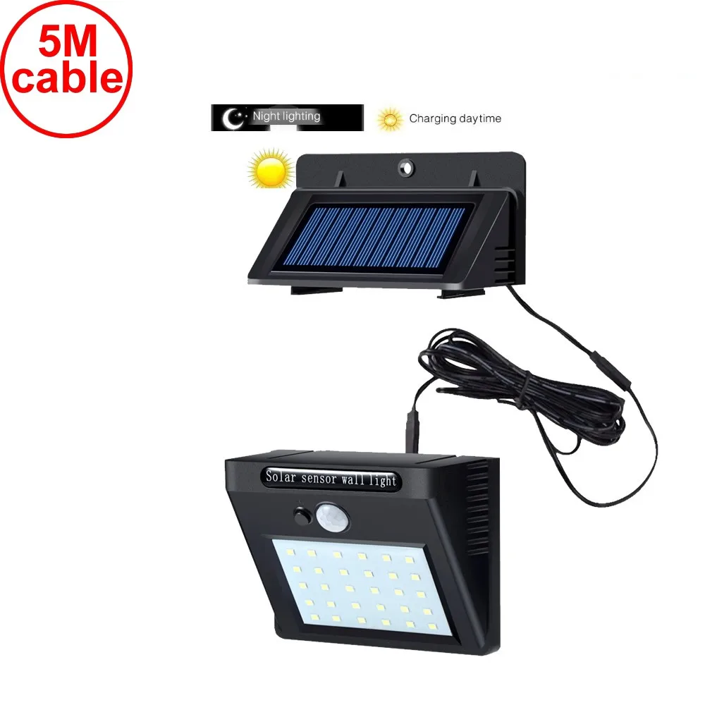 

30 leds solar light split mounting pIR motion sensor led indoor outdoor lamp waterproof ip65 for street garden patio home camps