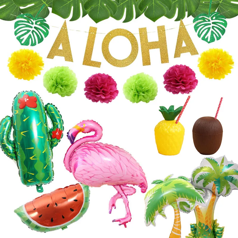 Tropical Hawaiian Party Decorations Pineapple Flamingo Balloons