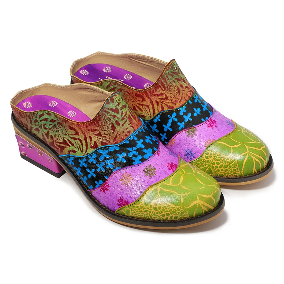 D Knight Women Sandals Handmade Genuine Leather Slides 2019 New Sexy Lady Round Toe Slippers Square Heels Classics Shoes Woman (11)
