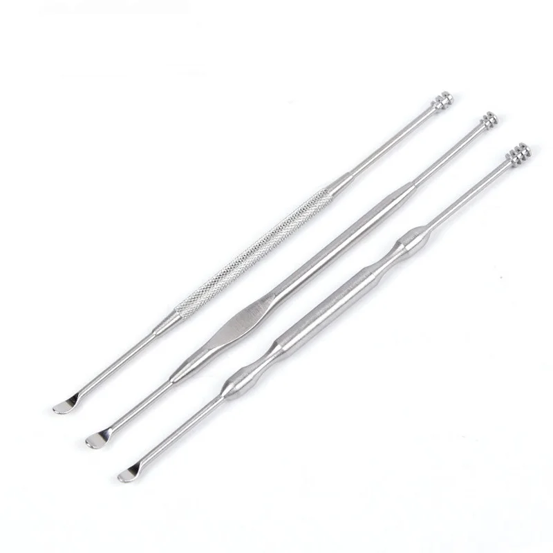 

3pcs/set Portable Earpick Wax Remover Cleaning Tools Double-ended Ear Pick Curette Health Care Stainless Steel Earpick Spoon