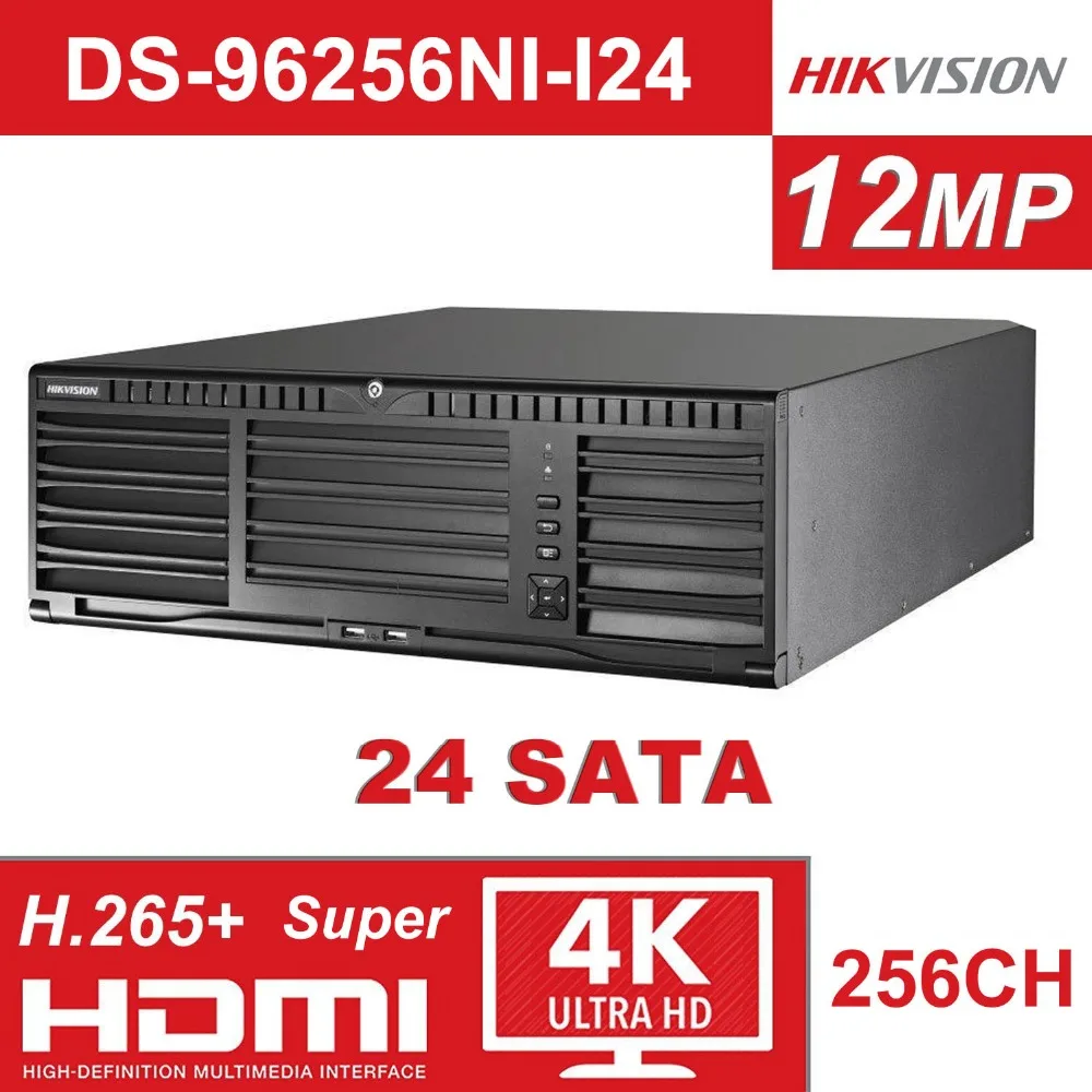 

Hikvision Super 4K 256CH NVR DS-96256NI-I24 256 Channel NVR with 24 SATA Interface 2 HDMI Output Up to 12 Megapixels Recording