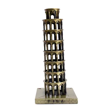 

European Pisa Leaning Tower Model Figurines Italy Famous Architectural Home Decoration Ornament Metal Tower Crafts Creative Gift