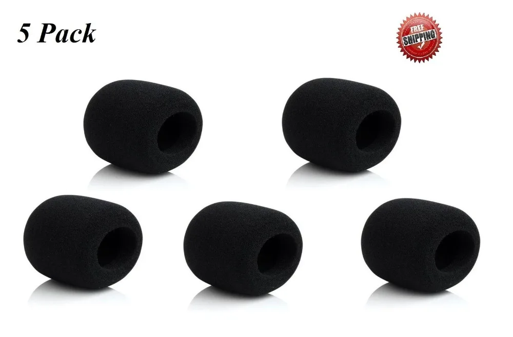 Bolymic 5 Pack Black Foam Microphone Sponge Windscreens for shure
