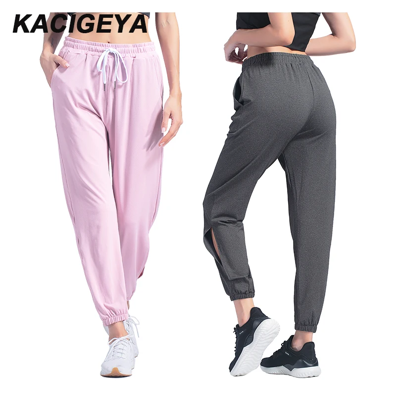 

Running Trousers Quick Dry Fitness Pants Women With Pockets Sports Pants Loose Breathable Baggy Yoga Harem Sweatpants