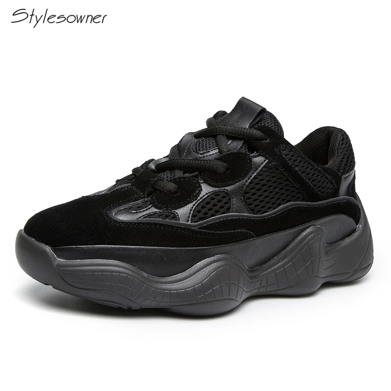 

Stylesowner 2018 New Fashion Hot Laces Mesh Sneakers Platform Thick Sole Women Casual Lovers Shoes Laces Dad Sneakers For Women