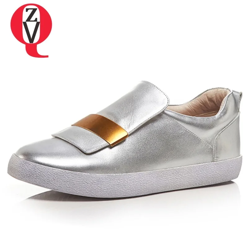 

ZVQ women flats 2019 spring new casual high quality genuine leather women shoes mixed colors round toe outside comfortable shoes