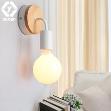 Oygroup Led Wood Wall Lamp Iron Metal Wall Light Fixtures Living Bedroom Home Lighting Lamparas De Pared Vintage Wall Sconces wall sconce american country golden vintage led wall light fixtures for home indoor lighting beside lamp lamparas de pared