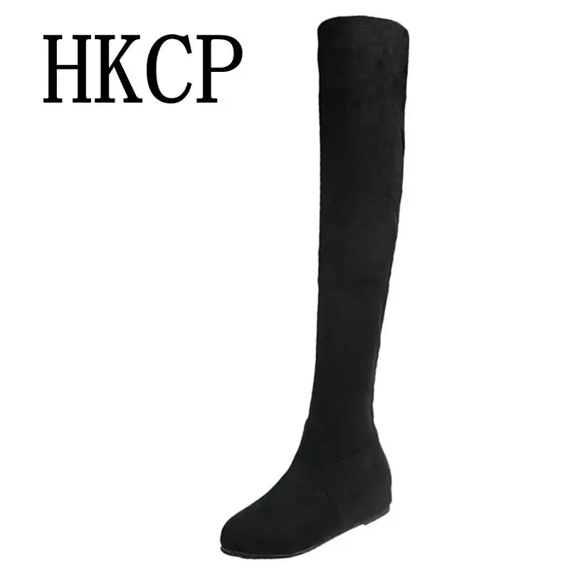 

Large size women's boots European American style spring autumn new height increasing Equestrian Knee-high elastic force Boots 43