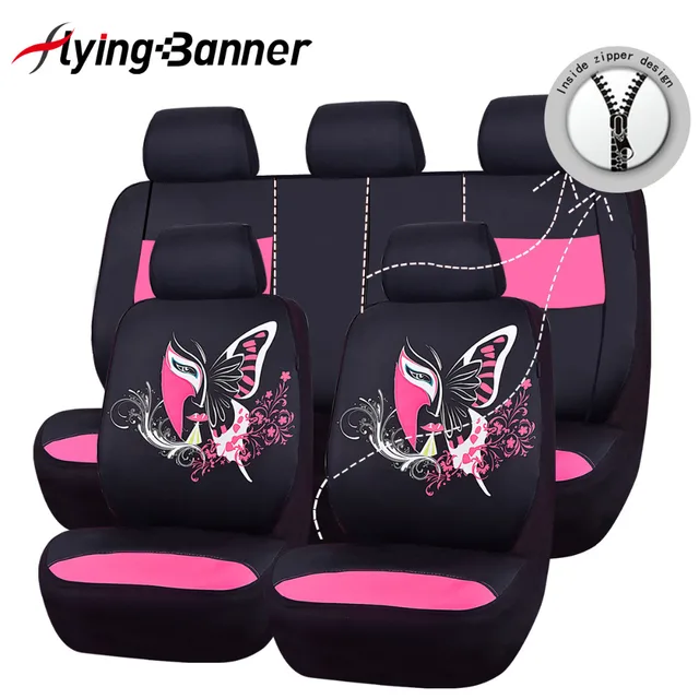 Flying Banner New Polyester Erfly Printing With Half Pu Chinese Flying Banner New Polyester Erfly Printing With Half Pu Chinese Opera Design Universal Car Seat Covers