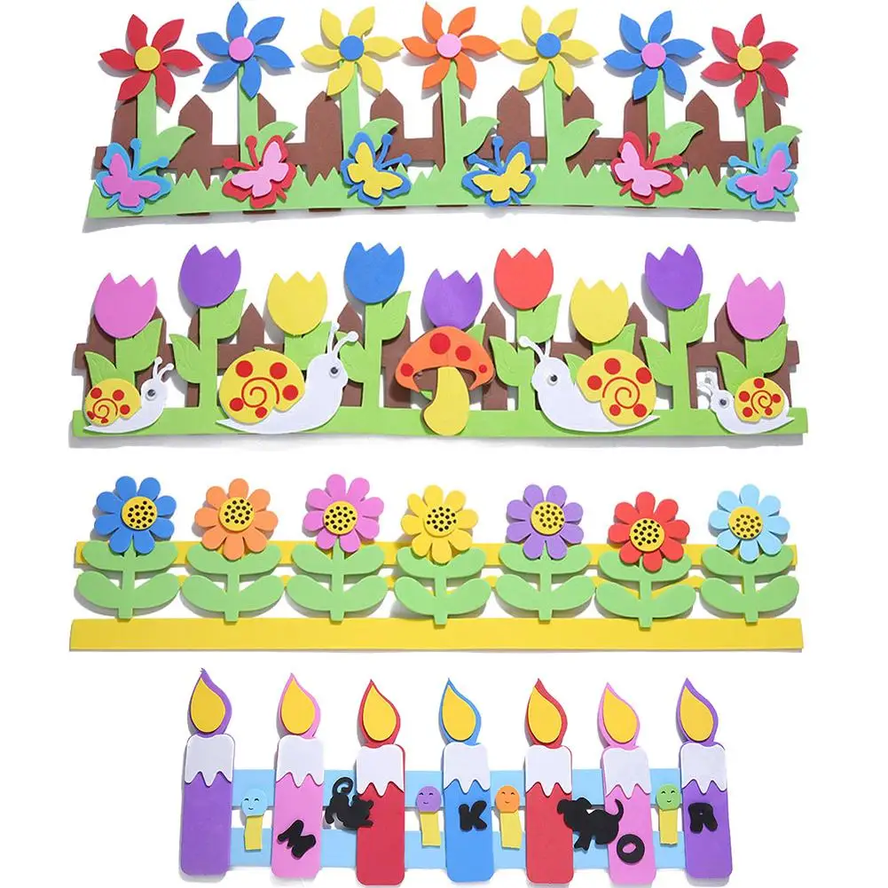 

Cute Snail Candle Sunflowers Windmill Kindergarten home EVA foam railing wall sticker For Kids Room and furniture decoration