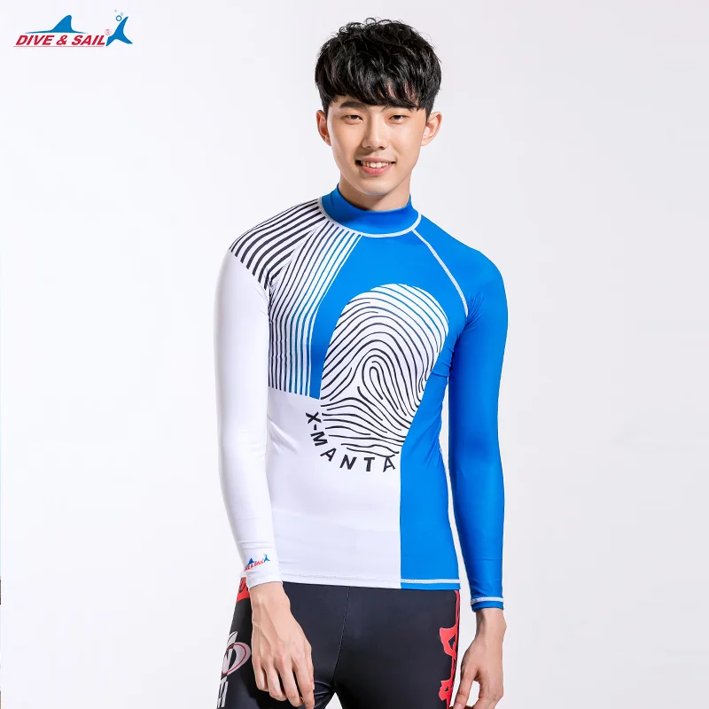 Men's UPF 50+ Rashguard Long Sleeve Rash Guard Swim Shirt UV Athletic