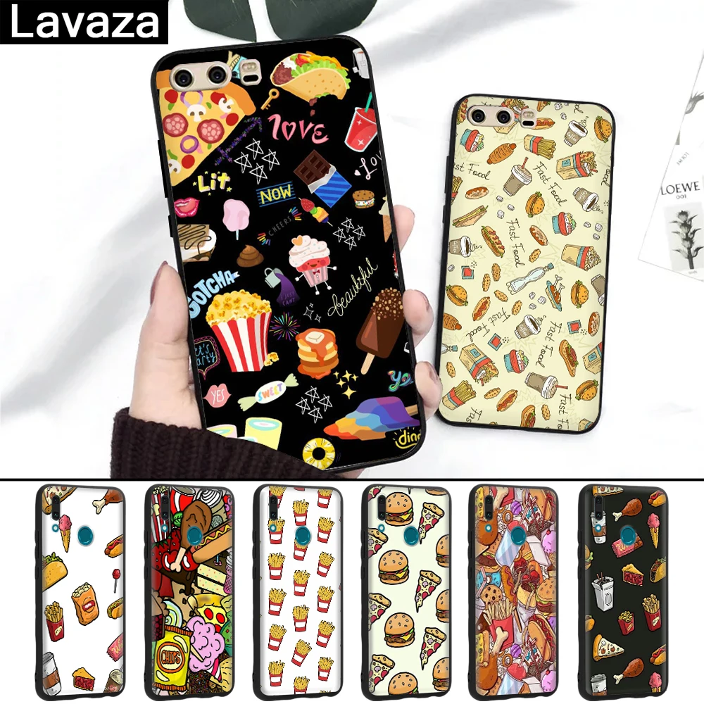 

Lavaza French fries burger cartoon Silicone Case for Huawei P8 Lite 2015 2017 P9 2016 Mini P10 P20 Pro P Smart 2019