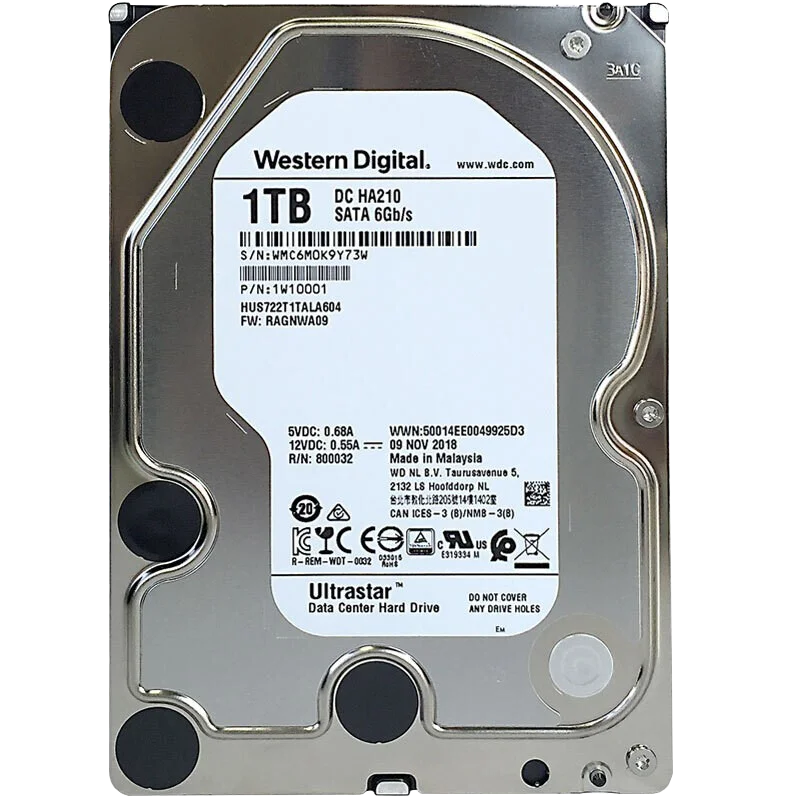 Western Digital 8 ТБ 6 ТБ 4 ТБ 2 ТБ 1 ТБ Ultrastar DC HC320 жесткого диска SATA HDD-7200 об/мин Класс SATA 6 ГБ/сек. 256MB Кэш 3," HUS728T8TALE6L4 - Цвет: 1TB