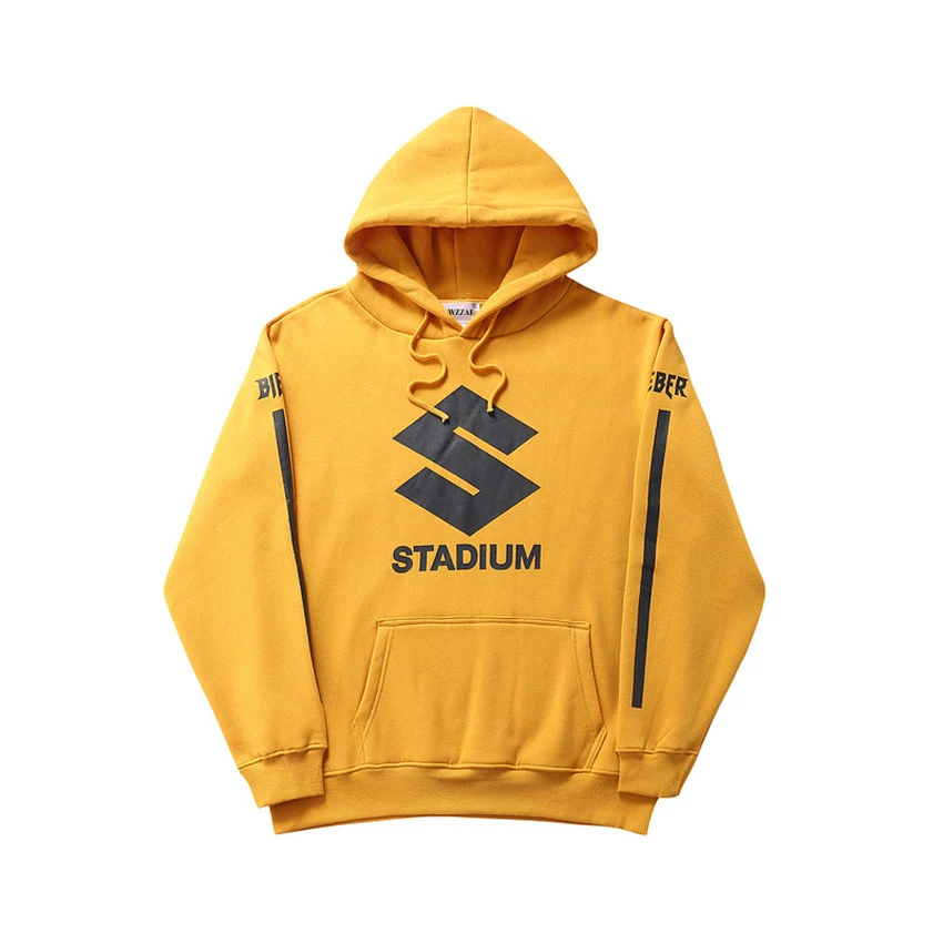 2018 NEW Style JUSTIN BIEBER STADIUM TOUR Yellow Men Hoodies Hip Hop Fashion Casual Black Stripes Purpose Tour Sweatshirts S-XXL