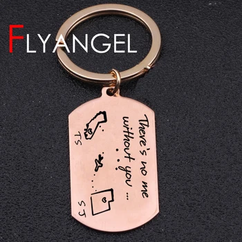 

Custom Name Distance Love Fashion Key chain Engraved There's No Me Without You Map Long Distance Car Key Tag Keyring Gifts
