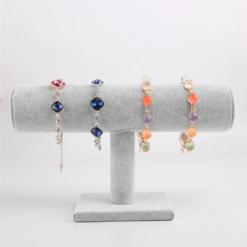 Top Quality Black Velvet Jewelry Display Stand Holder Jewelry Organizer Jewelry Bracelet Chain Watch T-Bar Rack porte bijoux