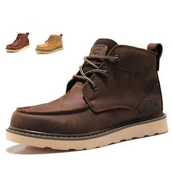 

Winter and Autumn Men's Winter Boots 100% Genuine Leather Boots Waterproof Rubber Boots