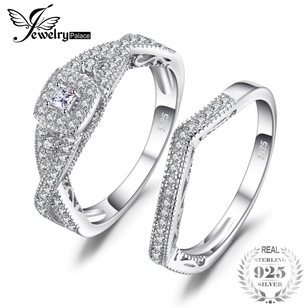 

JewelryPalace Princess Infinity Vintage Engagement Wedding Band 925 Sterling Silver Birthday Present Valentine's Day Gift