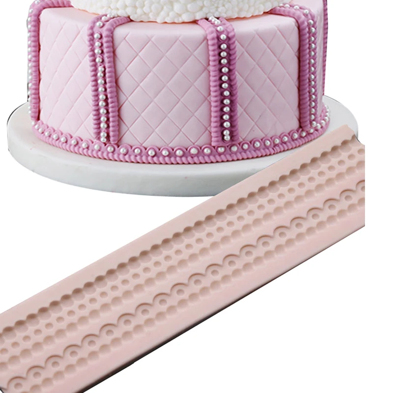 Pearl Lace Border Silicone Mold Wedding Fondant Cake Molds Mould