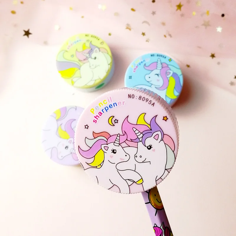 

Cute Kawaii Cartoon Unicorn Plastic Pencil Sharpener For Kids Gifts School Supplies Manual Pencil Sharpener Stationery