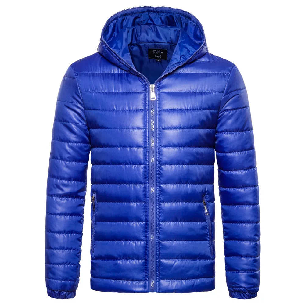 Зимняя мужская куртка-пуховик, белые куртки-пуховики на утином пуху, толстые теплые тонкие пальто, парка с капюшоном, Hombre, Мужское пальто, верхняя одежда - Цвет: Blue