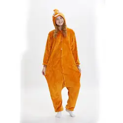 Плюшевые пижамы косплей наборы мультфильм пижамы фланелевые животные оранжевая ночная рубашка Единорог Кигуруми для 11 лет Комбинезоны