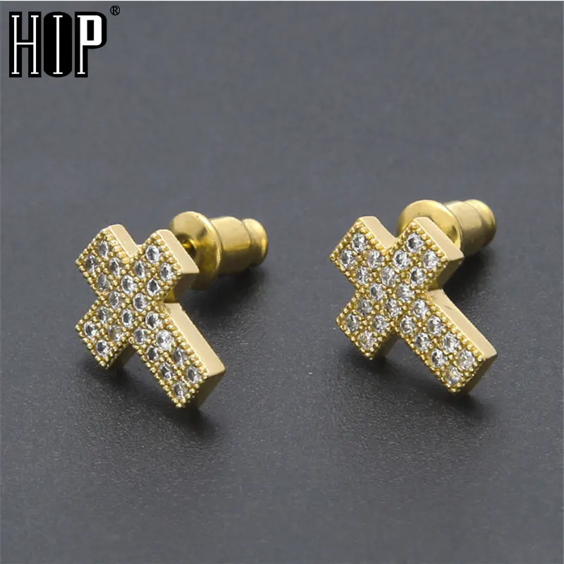 

Hip Hop Bling AAA Rhinestone Crystal Micro Pave CZ Stud Earrings Copper Square Cubic Zircon Earrings For Women Men Jewelry