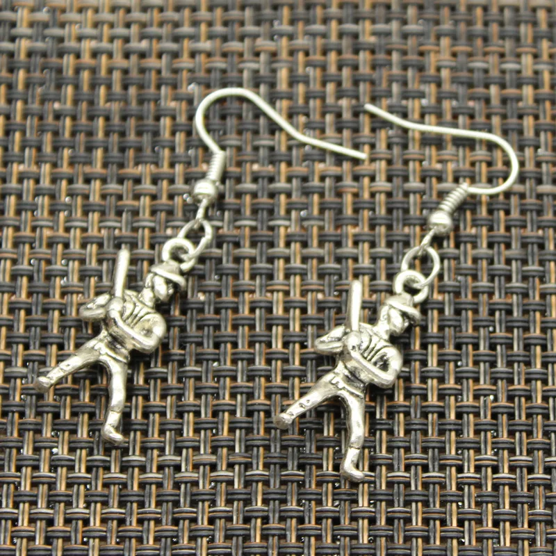 

Antique Silver Color baseball player sporter soccor football swimming surfing Charm Drop Earring, Dangle Earrings For Womens