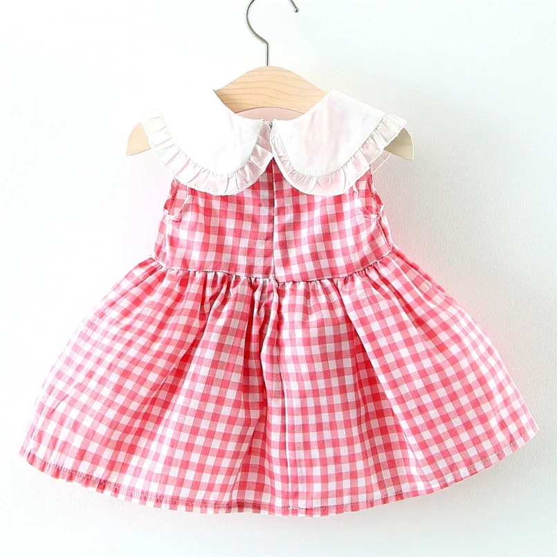 girls dress Newborn Kids Baby Girl Plaid Embroideried Fruit Ruffled Princess Dress Sundress robe fille roupa infantil ##4J10 (5)