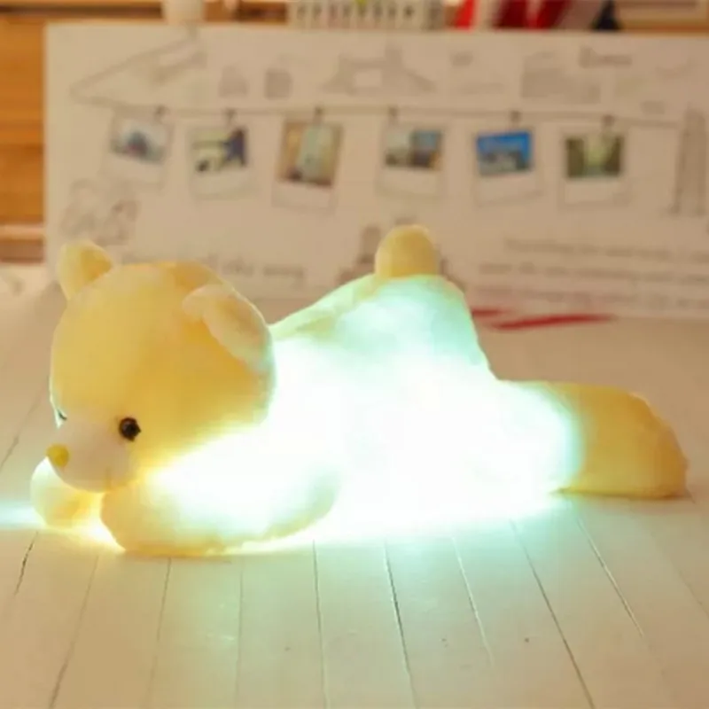 Хит, 50 см, Классический светящийся плюшевый мишка, собака, светодиодный светильник, плюшевая подушка, игрушки для детей, плюшевая кукла в виде животного, рождественский подарок - Цвет: yellow bear