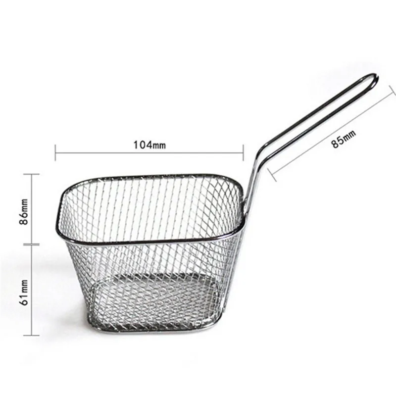 

New Kitchen Cooking Tools Mini Stainless Steel French Fries Net Fry Fryer Basket Small square shape kitchen supply