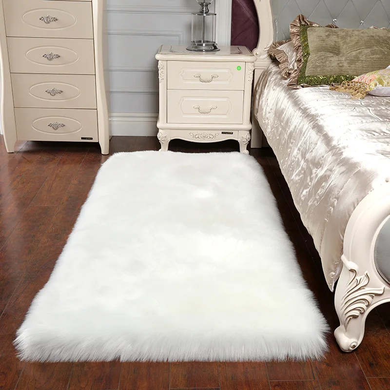 

Plush carpet living room home bedroom bedside furry blanket window white imitation wool Bay window mat custom size