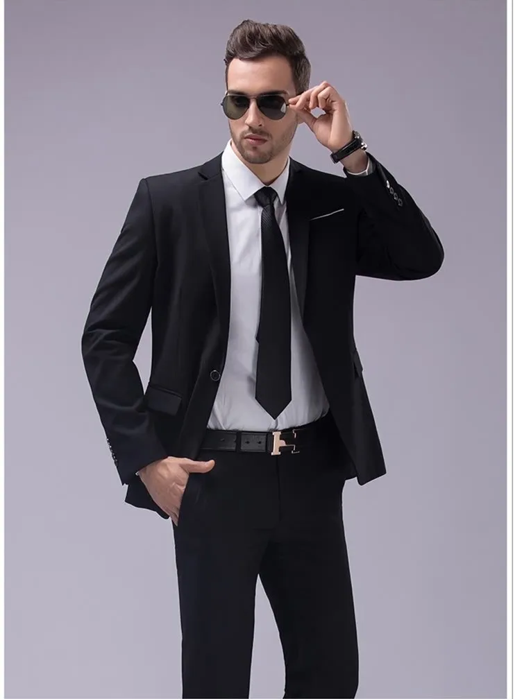 

Handsome Groomsmen Notch Lapel Groom Tuxedos Mens Wedding Dress Man Jacket Blazer Prom Dinner (Jacket+Pants+Tie) A09
