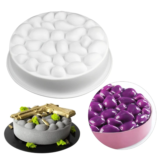 Moule à gâteau en silicone en forme de pierre, moteurs ronds 3D, moule à  gâteau, moule