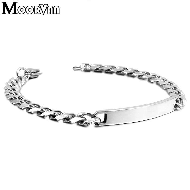 

Moorvan 18cm 5.5mm Punk Women Cut Curb Cuban ID Blanks Bracelets Jewelry Stainless Steel Wholesale