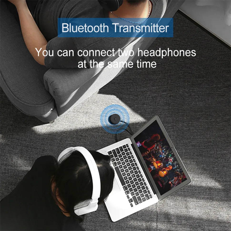 YKSO Wireless Bluetooth Transmitter Audio Receiver 3.5mm Multipoint Stereo Adapter Car For PC TV Speaker (3)